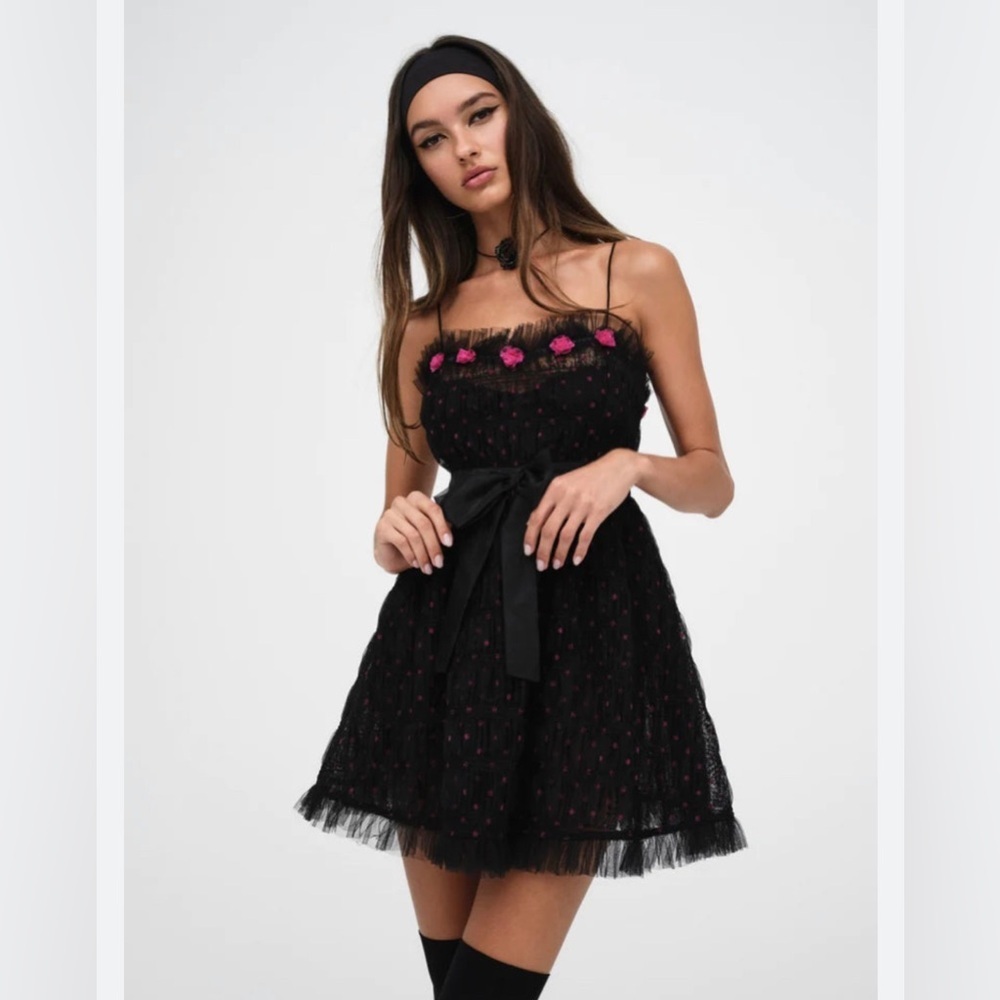FOR LOVE & LEMONS Delphina Mini Dress in Black